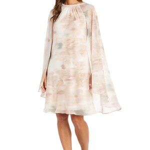 R&M Richards Chiffon Cape Dress with Rhinestone neckline